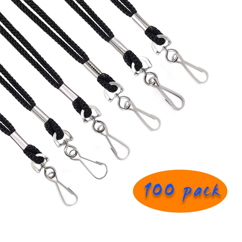 HOSL Black Nylon Lanyards, 100 Pack Bulk Office ID Card Lanyards with Swivel Hook (Modern/Fitted, 19 inches, 1.54lb) - Image 3